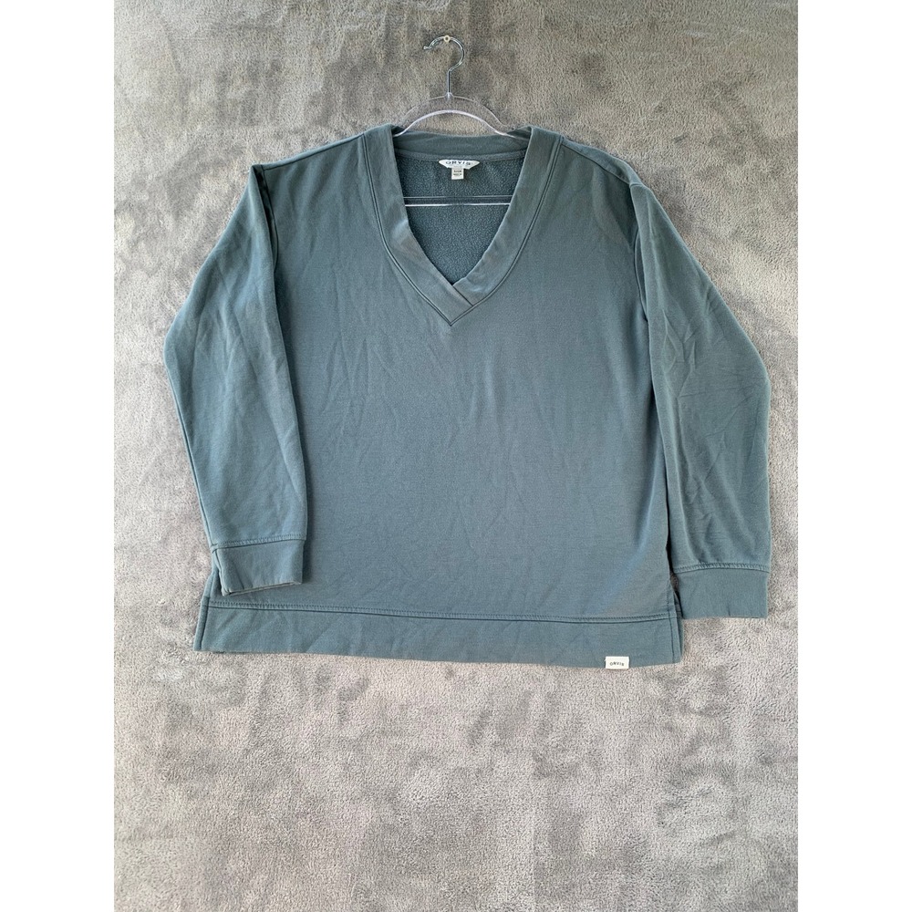 Orvis Classic Collection Sweater Women's Small Green V Neck Pullover